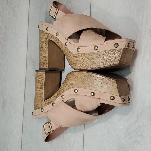 NEW Vince Camuto Women Jenevya Leather Block High Heels Suede Sandals shoes sz 8 - Picture 11 of 13